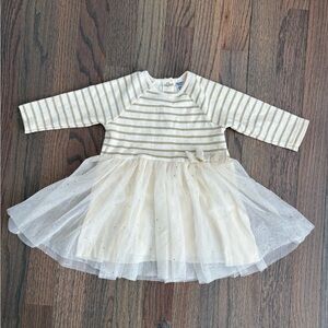 Petit Bateau tulle dress, white and gold, size 6-12mo